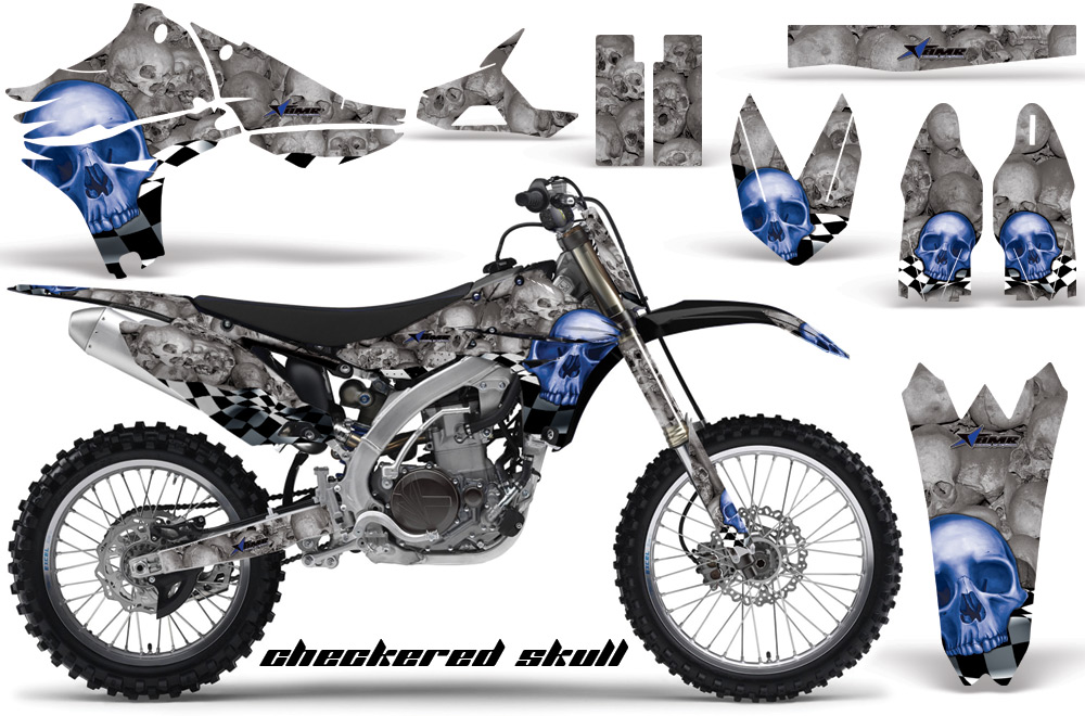 Yamaha YZ450F 2010 Graphics CHECKERED SKULL-BLUE-NP